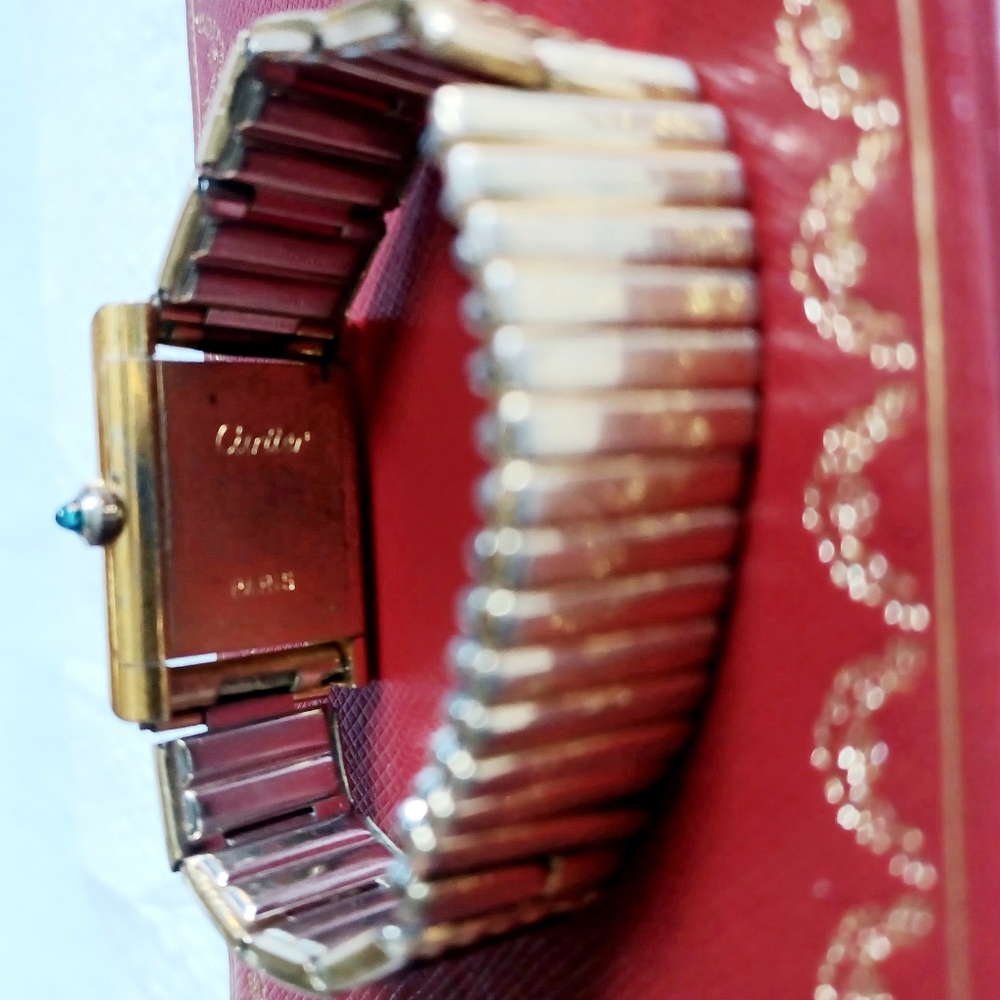 *SOLD* Ladies Cartier Gold-Tone Watch With 8 Garnet Panels VERY Old - Picture 5 of 14